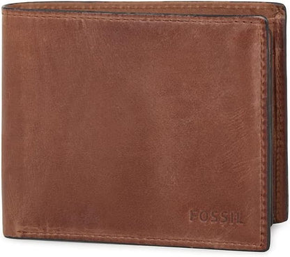 Fossil Men's Derrick Leather RFID-Blocking Bifold with Coin Pocket Wallet