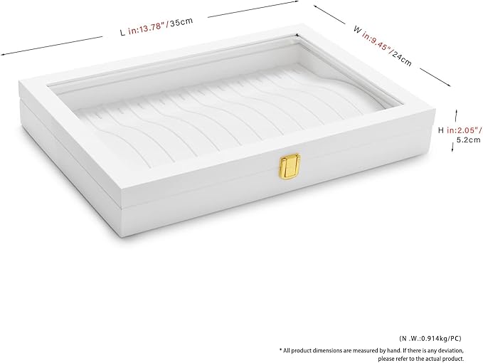 Oirlv White Leather Acrylic Lid Jewelry Necklace Organizer Box Necklace Bracelet Display Holder Case Drawer Insert Women Gift