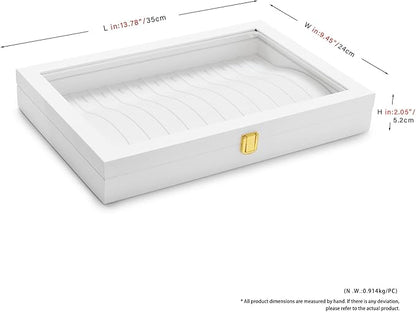 Oirlv White Leather Acrylic Lid Jewelry Necklace Organizer Box Necklace Bracelet Display Holder Case Drawer Insert Women Gift