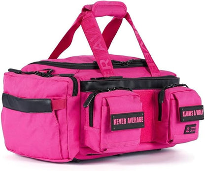 WOLFpak 20L Mini Duffle Bag for Gym & Travel | Waterproof Carry-On Weekender Bag with Shoe Compartment, Hard Bottom, and Tactical Molle System (Voodoo Pink)