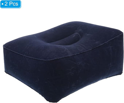 PATIKIL Travel Foot Rest Pillow, 2 Pack Inflatable Foot Rest Cushion Car Seat Footrest Leg Rest Pillow for Airplane Travel Office Home, Dark Blue