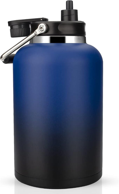 Zenbo One Gallon Jug with Straw, 128 oz Double Wall Vacuum Insulated Sports Water Bottle, Keeps Cold up to 48 Hours, Leak-Proof & Sweat-Proof Stainless Steel Water Jug for Gym, Outdoor & Camping