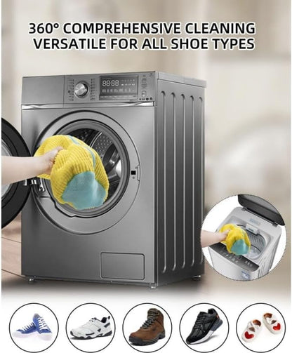 Shoes Laundry Bag Keep Shoes Clean, 2 Pcs Set - Shoe Wash Bag for Washing Machine, 360° Wrap Shoe Washing Bag for Sneakers, Boots & Delicate Footwear, Reusable Shoe Cleaning Bag (Yellow)