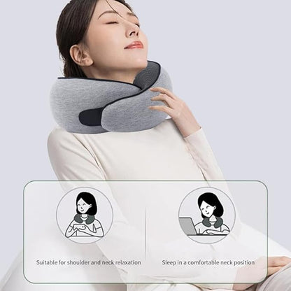 Neck Travel Pillow,360° Memory Foam Neck Pillow,Portable and Storable Pillows, Comfortable Breathable Ergonomic Design for Travel, Car Rides, Home and Offices Use (Grey)