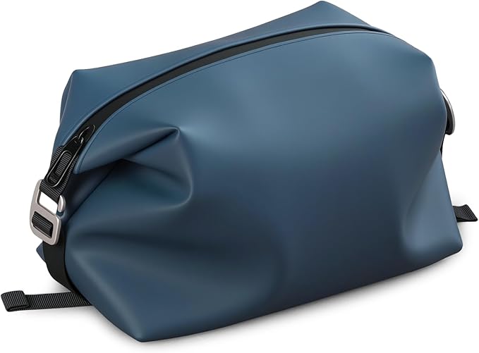 Vomgomfom 3L 6.5 Inch Silicone Toiletry Bag, Waterproof Leakproof Travel Cosmetic Organizer, Adjustable G-Buckle Compression Dopp Kit, Foldable Makeup Bag for Women & Men, Navy