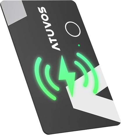 ATUVOS Rechargeable Wallet Tracker Card, Slim 1.6mm Smart Air Tag Card Works with Apple Find My (iOS Only), Bleuooth Item Locator for Purse/Luggage/Bags/Passpoart, IP67 Waterproof, Wireless Charging