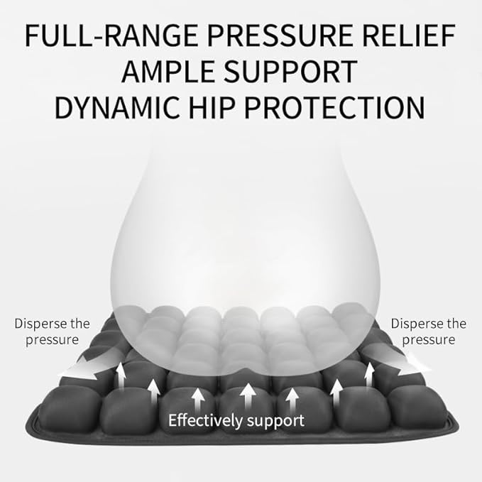 Inflatable Sondure Travel Cushion with Built-in Bump for Airplane Seat, Office Chair and Car Seat Use, Comfortable Buttock Support, Ideal for Long Haul Travel (Dark)