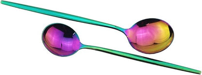 JASHII Shiny Rainbow Silverware Set, 30-Piece Stainless Steel Satin Finish Flatware, Kitchen Utensils, Mirror Polished Tableware Cutlery for Home and Restaurant, Dishwasher Safe