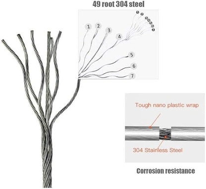 JOOM Retractable Clothesline Indoor Double Clothes Lines retracting | Heavy Duty for Drying Laundry line Outdoor|Wall Mounted Stainless Steel 13.8Feet Two line (Blue Grey)