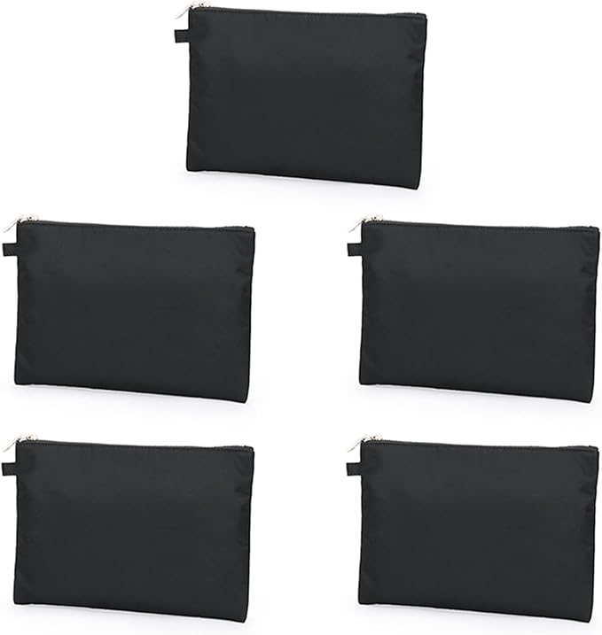 Zipper Pouch Storage Bag Simple and Stylish Women's Cosmetic and Travel Bag (Black-nylon-5)