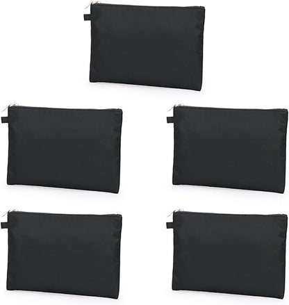 Zipper Pouch Storage Bag Simple and Stylish Women's Cosmetic and Travel Bag (Black-nylon-5)