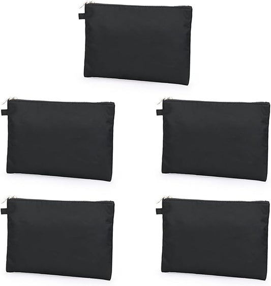 Zipper Pouch Storage Bag Simple and Stylish Women's Cosmetic and Travel Bag (Black-nylon-5)