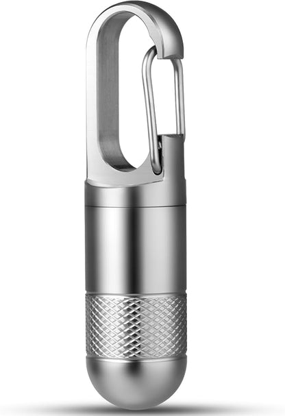 TISUR Small Titanium Pill Case, Keychain Pill Holder Travel Pill Box Container,Portable Pill Organizer Waterproof Metal Case Bottle (Gray Titanium Small - 1.06 inch)