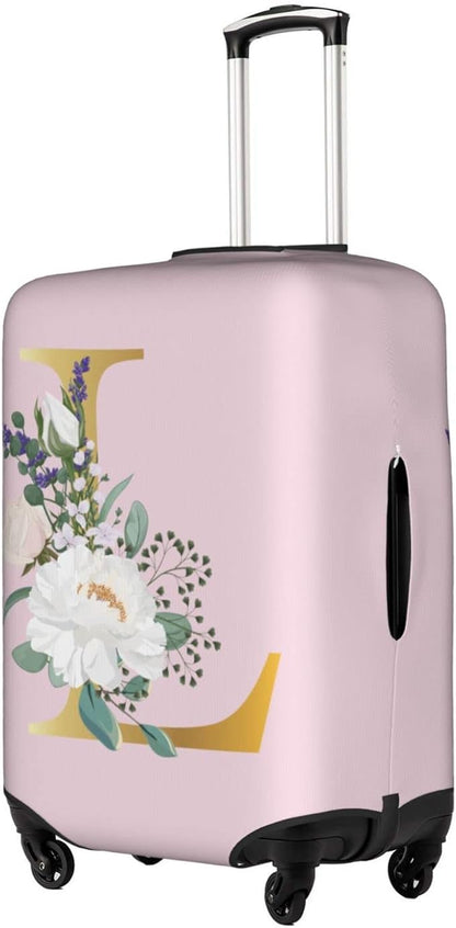 Flower Lette L Pink Luggage Cover Elastic Washable Stretch Suitcase Protector Anti-Scratch Travel Suitcase Cover for Kid and Adult XL (29-32 inch suitcase)