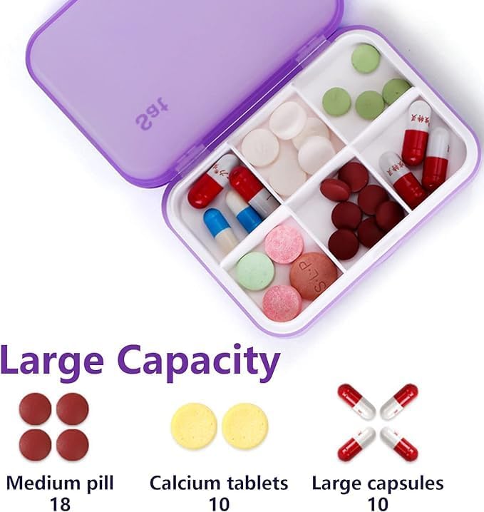 7 Piece Set Pill Organizer 6 Times a Day, Weekly Daily Travel Medicine Organizer Portable 7 Day 42 Compartments Pill Box with Moisture-Proof Pill Case Travel Pill Container for Vitamins,Supplements