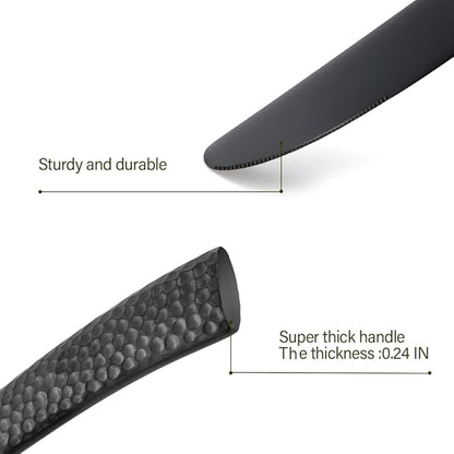 Silverware Set Flatware Set Matte Black Stainless Steel Forged Hammered Cutlery Set Heavy 40 Pieces Service for 8