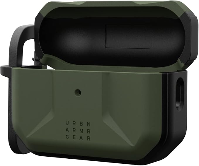 UAG Designed for AirPods Pro (2nd Gen 2022) Civilian Olive Drab, Premium Rugged Slim Water Resistant Full Protective Case Cover with Detachable Keychain Carabiner by URBAN ARMOR GEAR