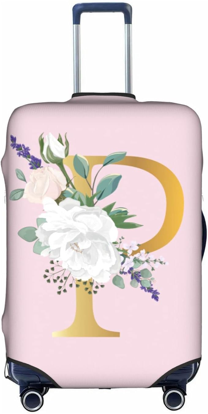 Flower Lette P Pink Luggage Cover Elastic Washable Stretch Suitcase Protector Anti-Scratch Travel Suitcase Cover for Kid and Adult L (25-28 inch suitcase)