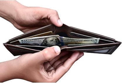 KARAKORAM LEATHER Artisan Made Premium Cowhide Leather Slim BiFold Wallet for Men | RFID Blocking Front Pocket Everyday Carry | Fits 12-14 Cards with 2 External Quick Access Slots (Mountain Mocha)