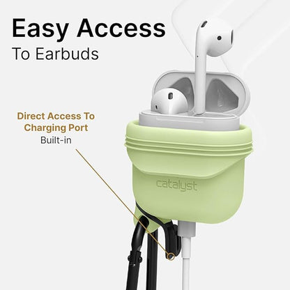 Catalyst Waterproof Case for AirPods 2nd Generation and AirPods 1st Generation - Wireless and USB-C Charging High Drop Protection AirPod Gen 2 and Gen 1 Case with Carabiner, One Piece Design