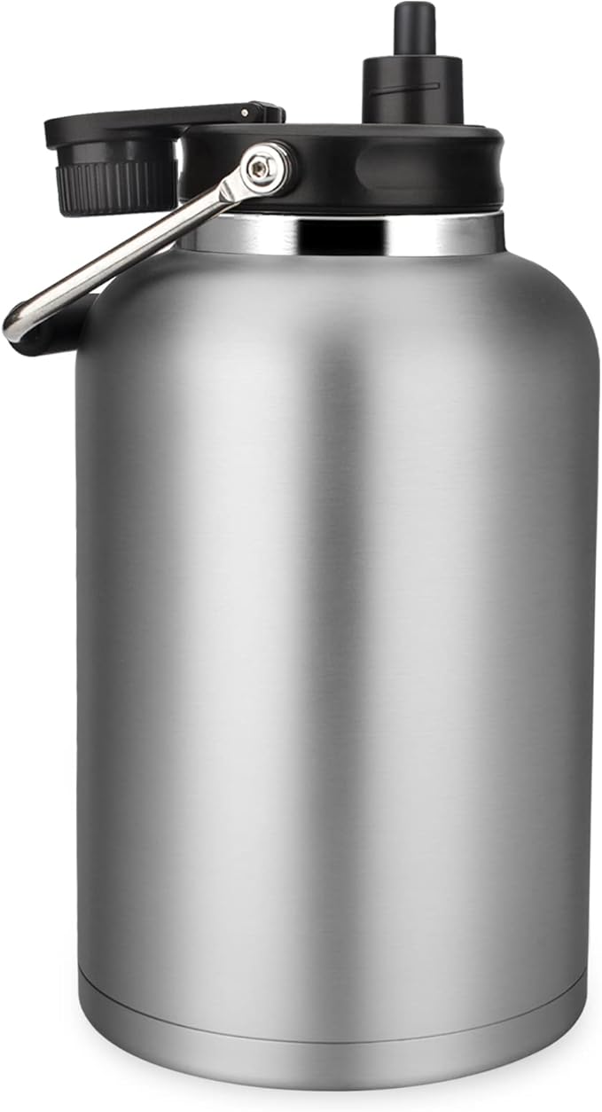Zenbo One Gallon Jug with Straw, 128 oz Double Wall Vacuum Insulated Sports Water Bottle, Keeps Cold up to 48 Hours, Leak-Proof & Sweat-Proof Stainless Steel Water Jug for Gym, Outdoor & Camping