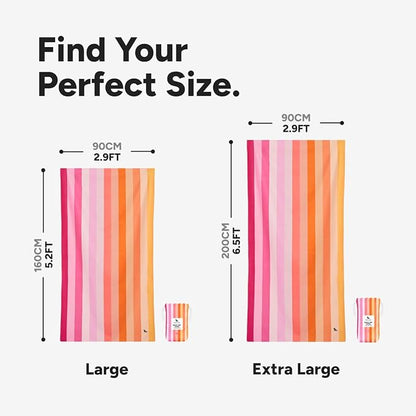 Dock & Bay Quick Drying Towel - for Sports & Gym - Compact, Lightweight - 100% Recycled - Includes Bag - Summer - Miami Sorbet, Extra Large (200x90cm, 78x35)