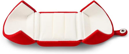 Oirlv Elegant Red Velvet Double Ring Box - Keepsake Gift Holder for Wedding, Proposal & Engagement Ceremonies (Couple Ring Bearer Box)