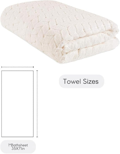BAGNO MILANO Turkish Bath Towels, Soft Plush Jacquard Luxury Bath Towels, Quick Dry Towel Set (Cream, Bath Sheet)