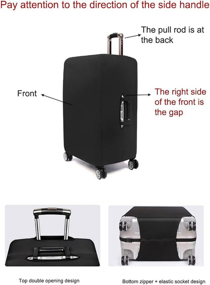 MosaiRudo Thicker Luggage Cover Elastic Suitcase Cover Protector Fits 18-32 Inch Suitcase Travel Accessories (Black, XL)