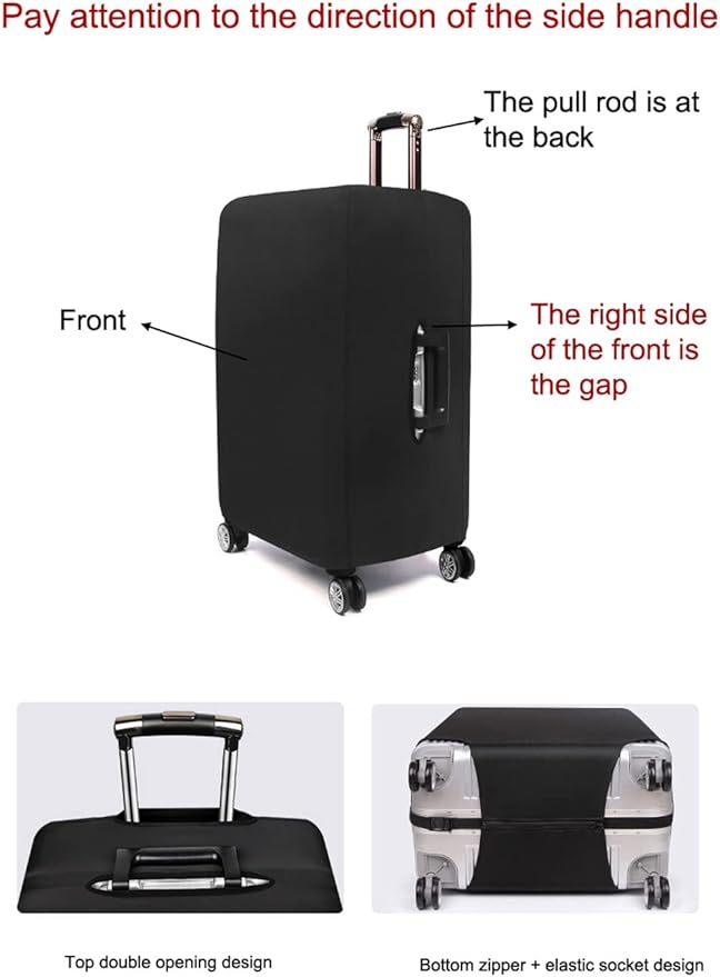 MosaiRudo Thicker Luggage Cover Elastic Suitcase Cover Protector Fits 18-32 Inch Suitcase Travel Accessories (Black, S)