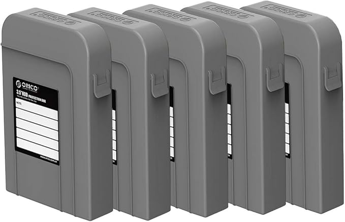 ORICO 5 Packs 3.5inch Hard Drive Case Protective Box Storage Case Cover Organization Shell for Shockproof Slashproof and Dustproof for Gray-PHI-5S