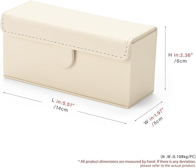 Leather Travel Jewelry Box, Portable Pocket Size Ring Box for Women, Mini Jewelry Travel Case Small Ring Holder Organizer with 12 Slots for purse(Beige)