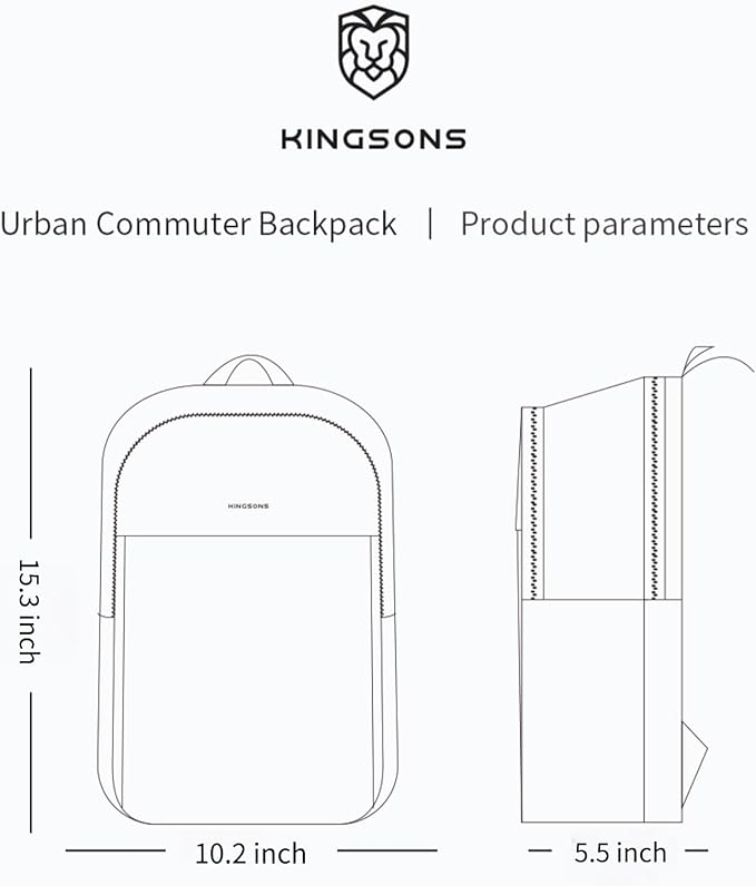 Kingsons Slim Travel Backpack With Luggage Strap,Black Business Backpack, Waterproof Nylon Commuter Bag for Work & Travel,Hiking, Red，Khaki (KS25002-Khaki-US-1)