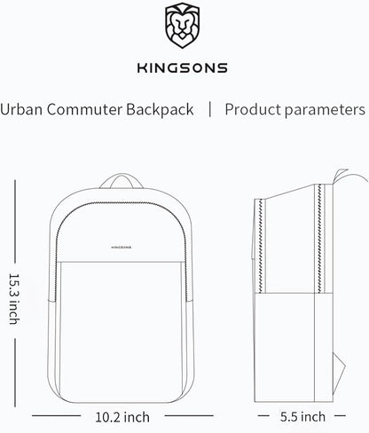 Kingsons Slim Travel Backpack With Luggage Strap,Black Business Backpack, Waterproof Nylon Commuter Bag for Work & Travel,Hiking, Red，Khaki (KS25002-Red-US-1)