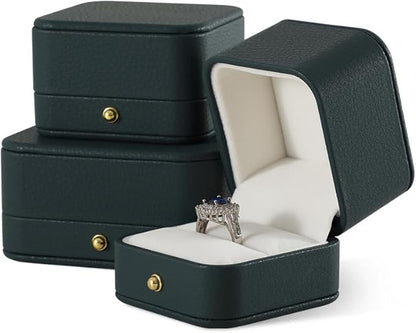 Leather Bracelet Gift Box for Men - Premium Small Luxury Bangle Box (Dark Green)