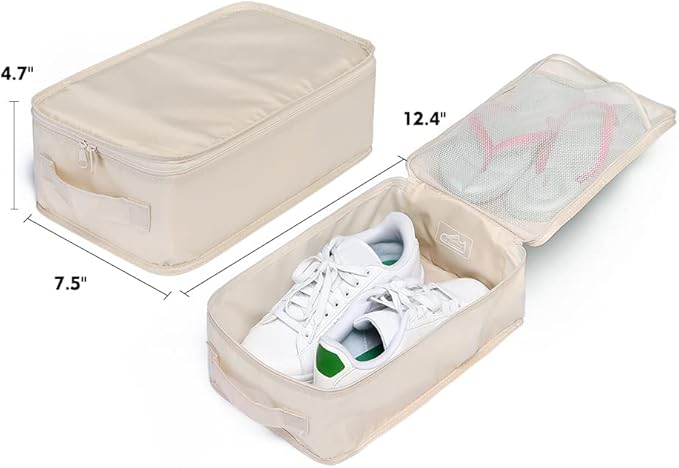 Travel Shoe Bags, Foldable Waterproof Shoe Pouches Organizer-Double Layer (8 Cream Shoe Bags)