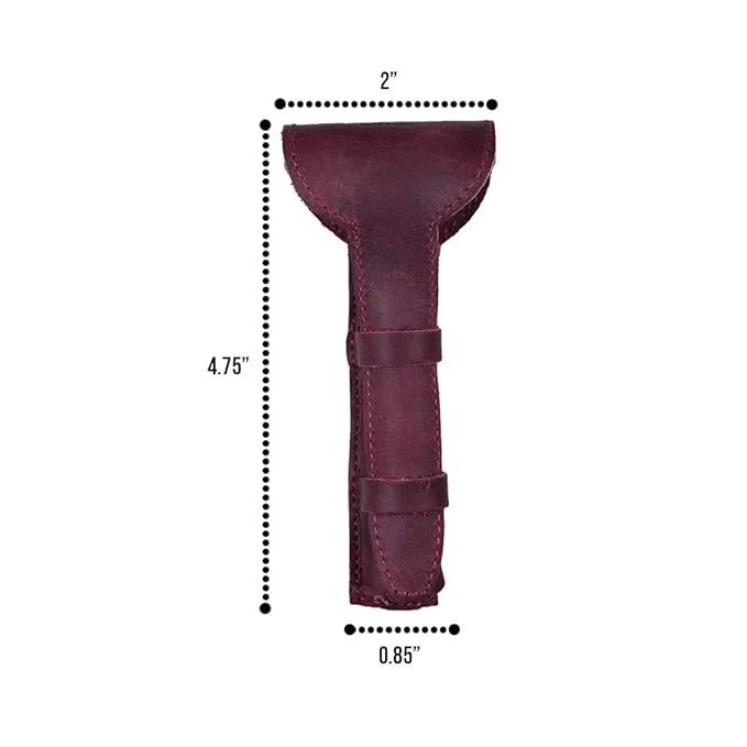 Hide & Drink, Leather Double Edge Safety Razor Protective Case, Shaving Travel Pouch, Handmade (Sangria)