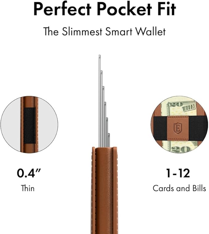 Ekster - Parliament Pop Up Wallet for Men - RFID Blocking Metal Card Holder Wallet with Push Button and Card Ejection - Minimalist Leather Tactical Daily Carry Parliament - Easy Access, Classic Brown