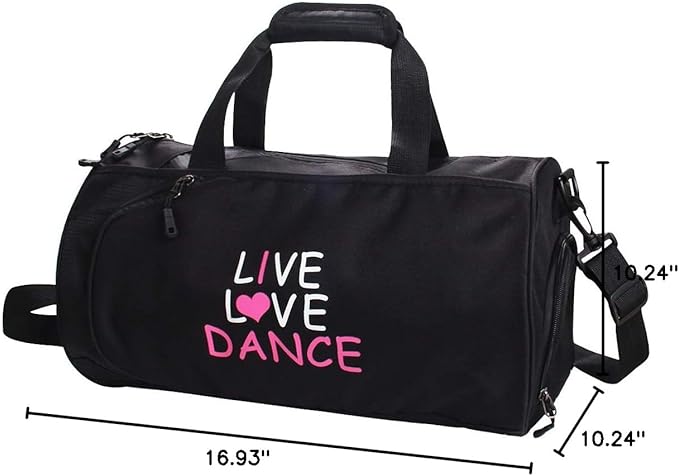 kilofly Girl's Ballet Dance Sports Gymnastics Gym Duffel Bag Travel Carry On