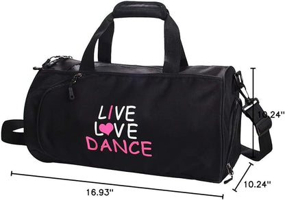 kilofly Girl's Ballet Dance Sports Gymnastics Gym Duffel Bag Travel Carry On
