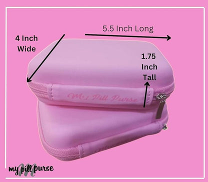 Pink Day and Night Pill Wallet w/Zipper, PU Leather Pill Case 5.5 X 4 x1.75 Inch, Includes14 AM PM Pill Organizer 7 Day Small Pill Bags of 3x4 Inch, Pill Pouches for Medicine or Supplements