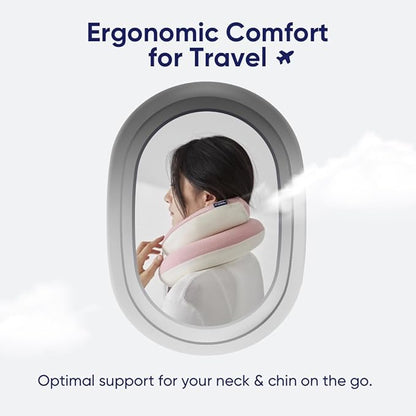 Vesta Loop Neck Pillow for Travel, Spiral Wrapping Design for Enhanced Chin & 360º Support, S-Shape Memory Foam Airplane Pillow for Flight, Office, and at Home (Heavenly Pink, S-Shape (Pack of 1))
