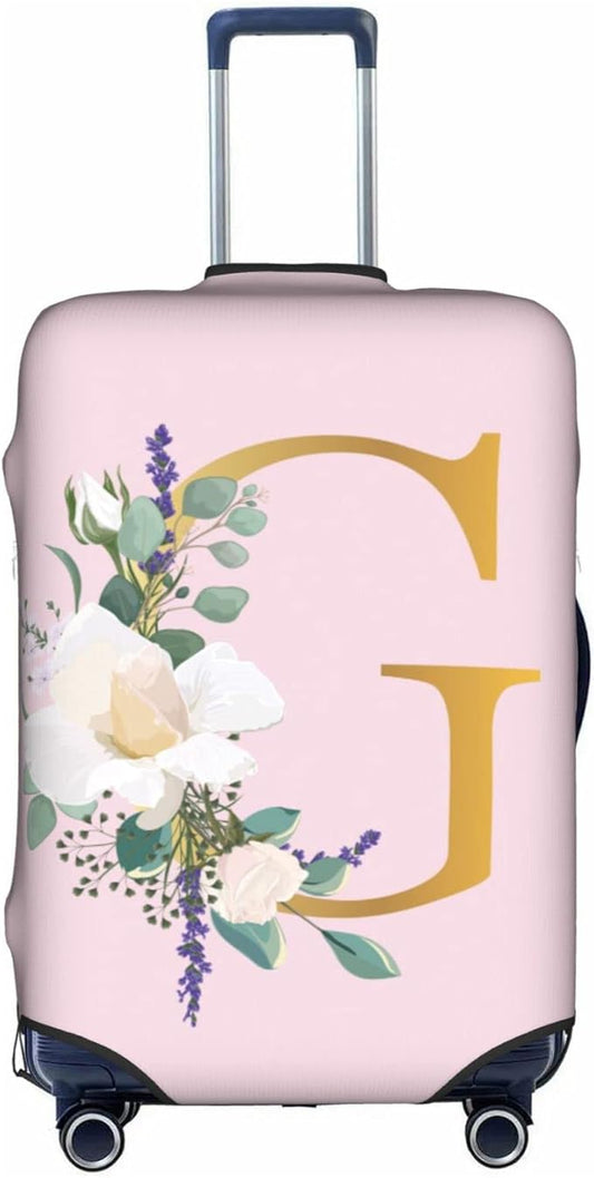 Flower Lette G Pink Luggage Cover Elastic Washable Stretch Suitcase Protector Anti-Scratch Travel Suitcase Cover for Kid and Adult S (18-21 inch suitcase)