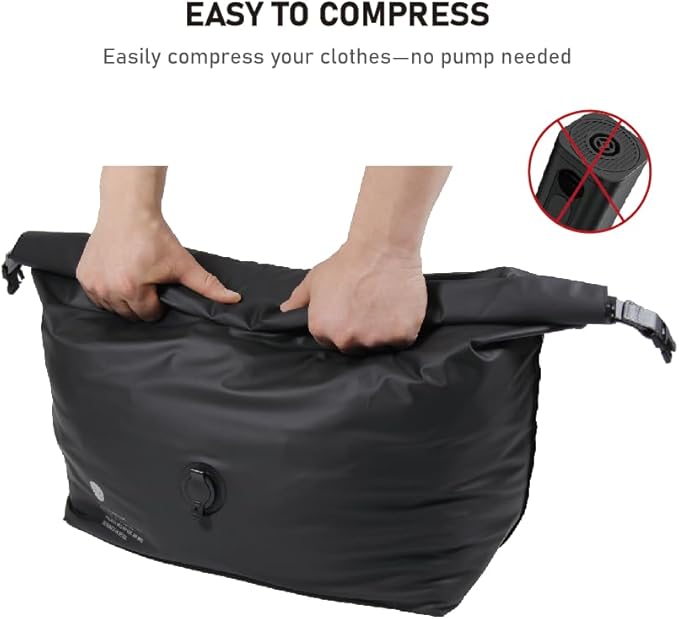 Vacuum Compression Bags for Travel, 40L Pump-Free Reusable Vacuum Bags, Waterproof Laundry Bag for Backpack and Suitcase, Space Saver Bags for Backpacking