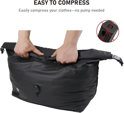 Vacuum Compression Bags for Travel, 40L Pump-Free Reusable Vacuum Bags, Waterproof Laundry Bag for Backpack and Suitcase, Space Saver Bags for Backpacking