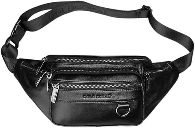 Leather Fanny Pack Mens Genuine Leather Waist Bag Sport Travel Hiking