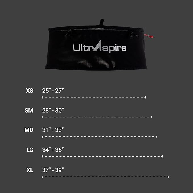 UltrAspire Fitted Race Running Waist Belt - Lightweight, Durable, Essential Pockets, 5 Sizes