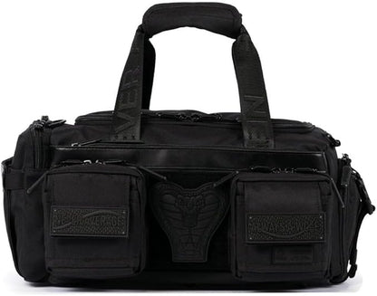 WOLFpak 20L Mini Duffle Bag for Gym & Travel | Waterproof Carry-On Weekender Bag with Shoe Compartment, Hard Bottom, and Tactical Molle System (Black Venom)