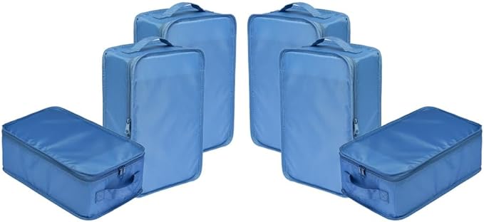 Travel Shoe Bags, Foldable Waterproof Shoe Pouches Organizer-Double Layer (6 Seablue Shoe Bags)