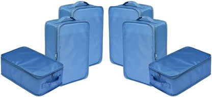 Travel Shoe Bags, Foldable Waterproof Shoe Pouches Organizer-Double Layer (6 Seablue Shoe Bags)
